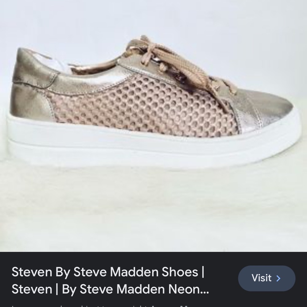 Steve Madden STEVEN Napa natural comfort leather gold sneakers gym shoes - Picture 3 of 11